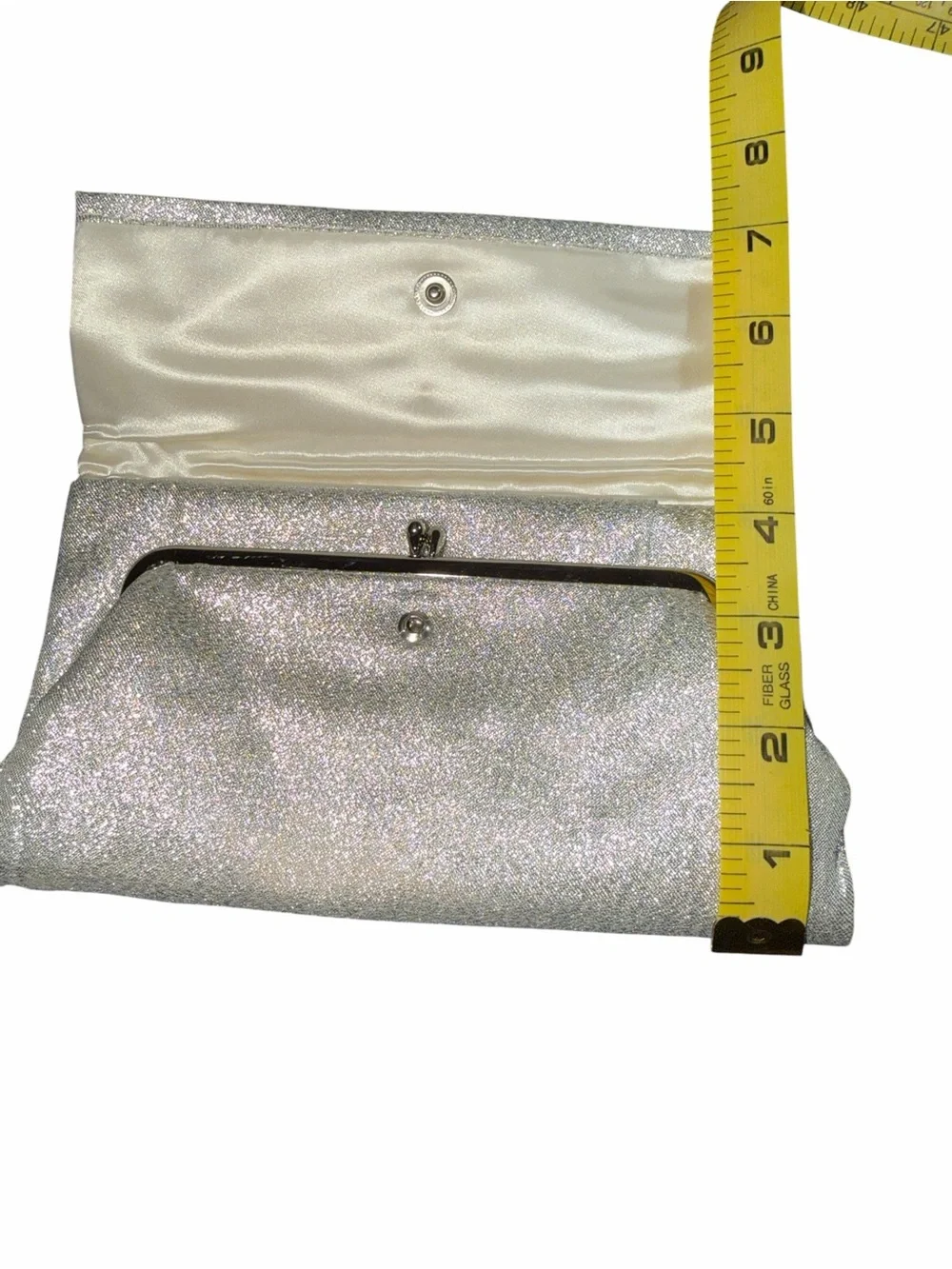 Vintage Lady Buxton Silver Sparkle Fold-Over Clutch